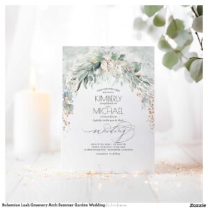 Bohemian Lush Greenery Arch Summer Garden Wedding Invitation