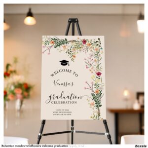 Bohemian meadow wildflowers welcome graduation foam board