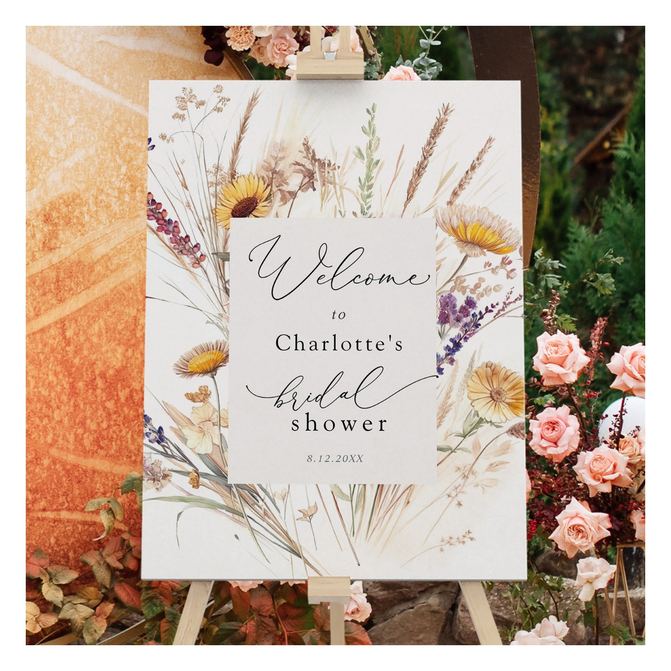 Boho Autumn Bridal Shower Welcome Sign