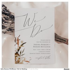 Boho Autumn Wildflower We Do Wedding Invitation