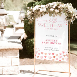 Boho Baby Shower Welcome Sign, A Little Sweetheart Foam Board