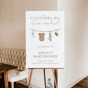 Boho Baby Shower Welcome Sign, Green Boy Shower Foam Board