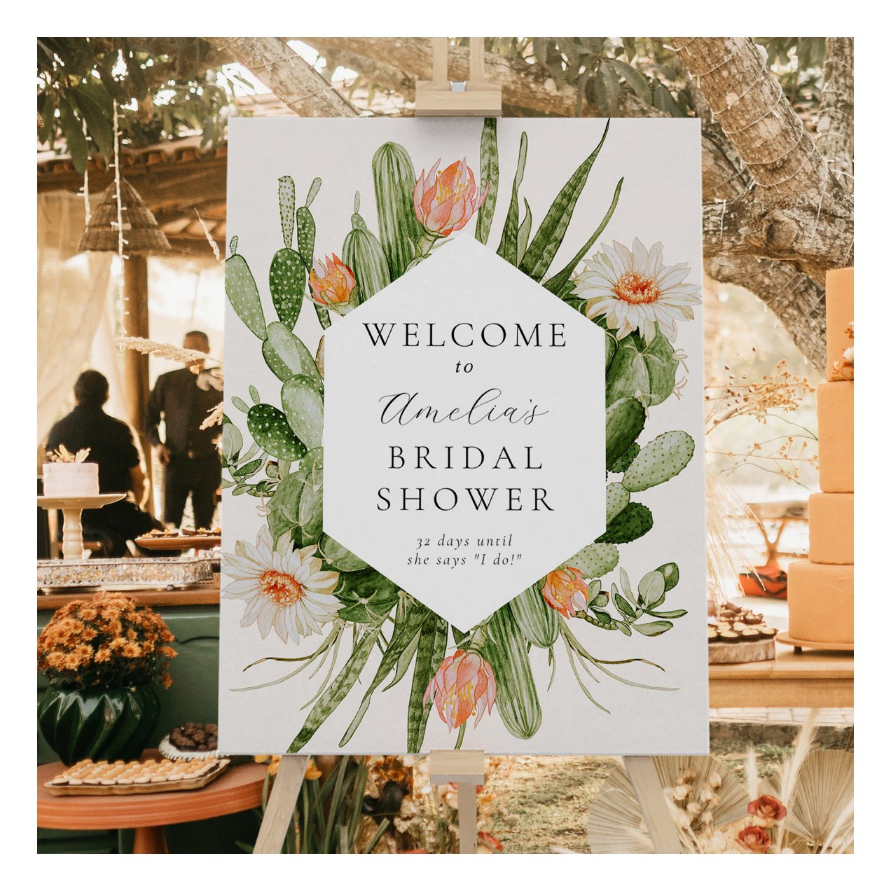 Boho Cactus Bridal Shower Welcome Sign