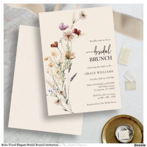 Boho Floral Elegant Bridal Brunch Invitation