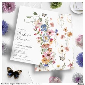 Boho Floral Elegant Bridal Shower Invitation