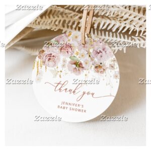 Boho garden floral baby shower thank you favor tags