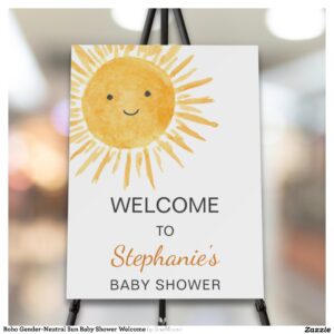 Boho Gender-Neutral Sun Baby Shower Welcome Foam Board