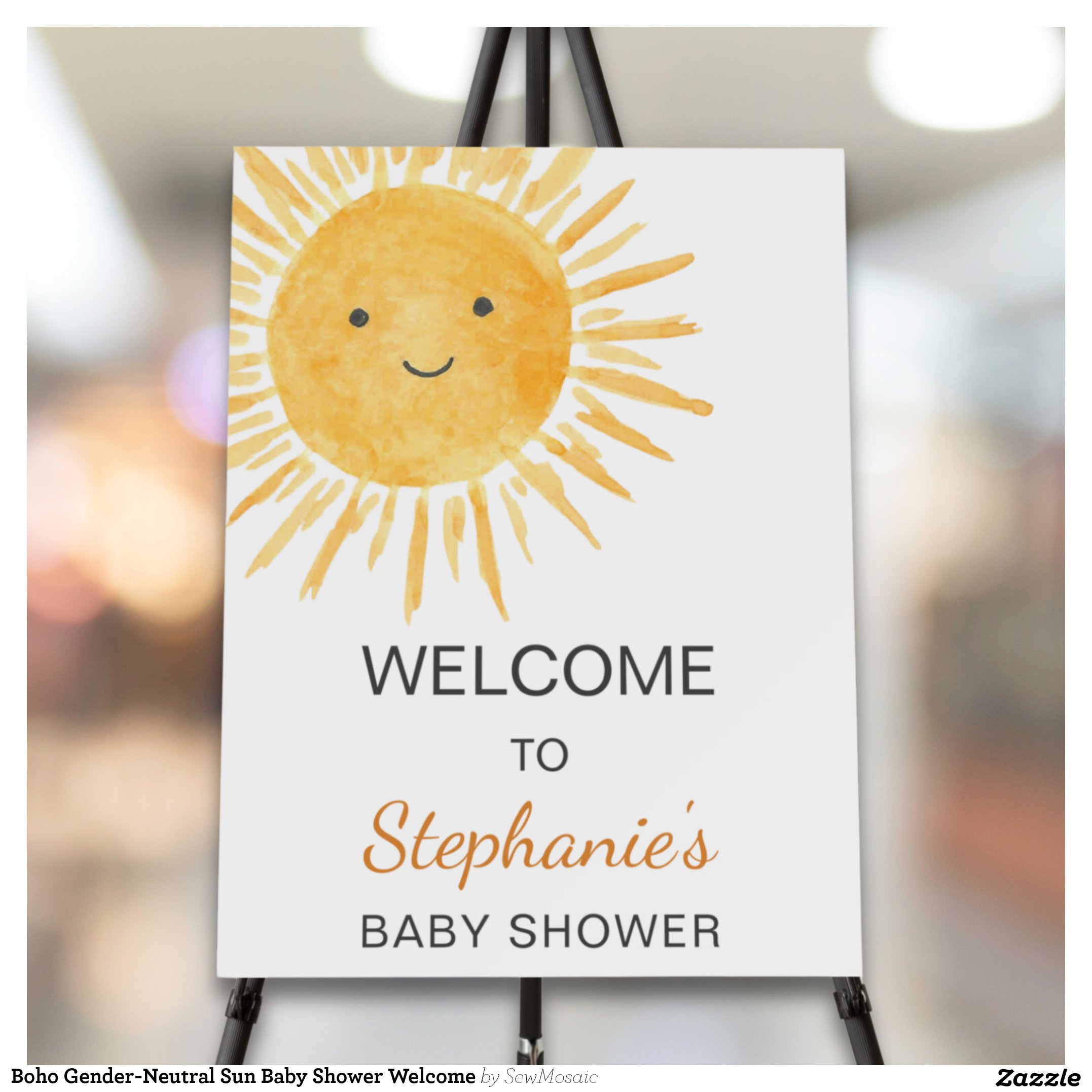 Boho Gender-Neutral Sun Baby Shower Welcome Foam Board