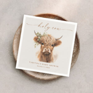 Boho Highland Cow Neutral Couples Baby Shower Napkins