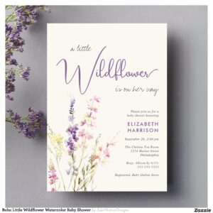 Boho Little Wildflower Watercolor Baby Shower Invitation