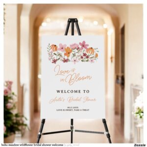 boho meadow wildflower bridal shower welcome foam board