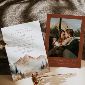 Boho Mountain Wedding Invitation