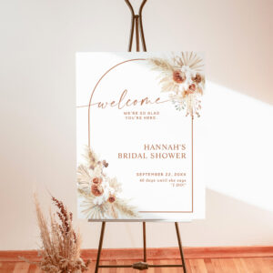 Boho Pampas Grass Bridal Shower Welcome Sign