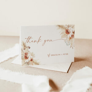 Boho Pampas Grass Thank You Card