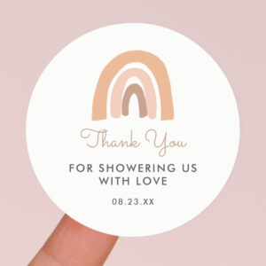Boho Rainbow Baby Shower Thank You Favor Classic Round Sticker