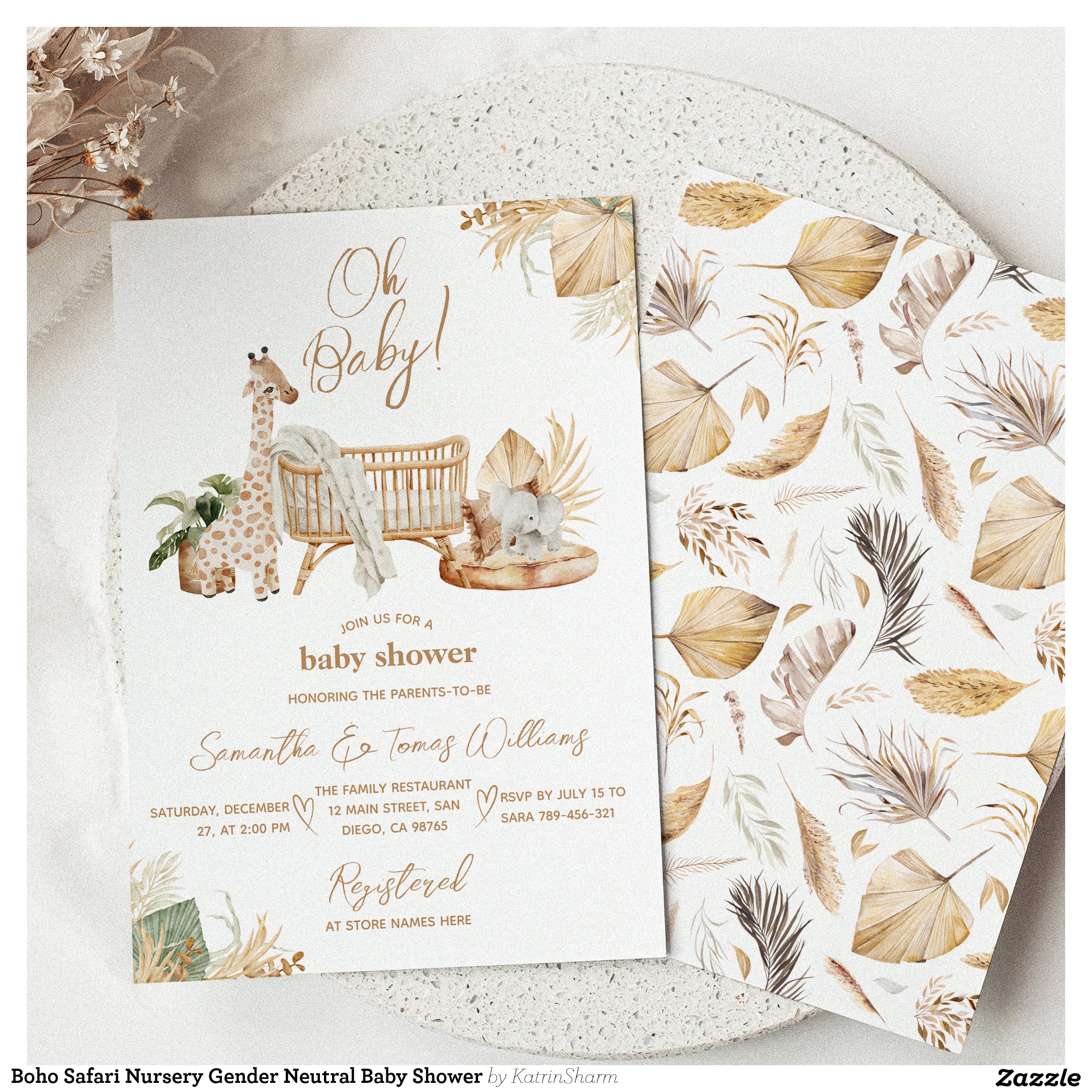 Boho Safari Nursery Gender Neutral Baby Shower Invitation