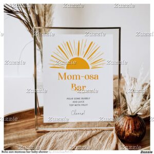 Boho sun momosa bar baby shower poster