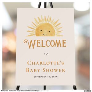 Boho Sun Sunshine Baby Shower Welcome Sign