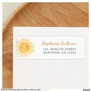 Boho Sunshine Baby Shower Return Address Label