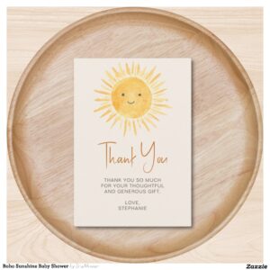 Boho Sunshine Baby Shower Thank You Card