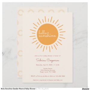 Boho Sunshine Gender Neutral Baby Shower Invitation