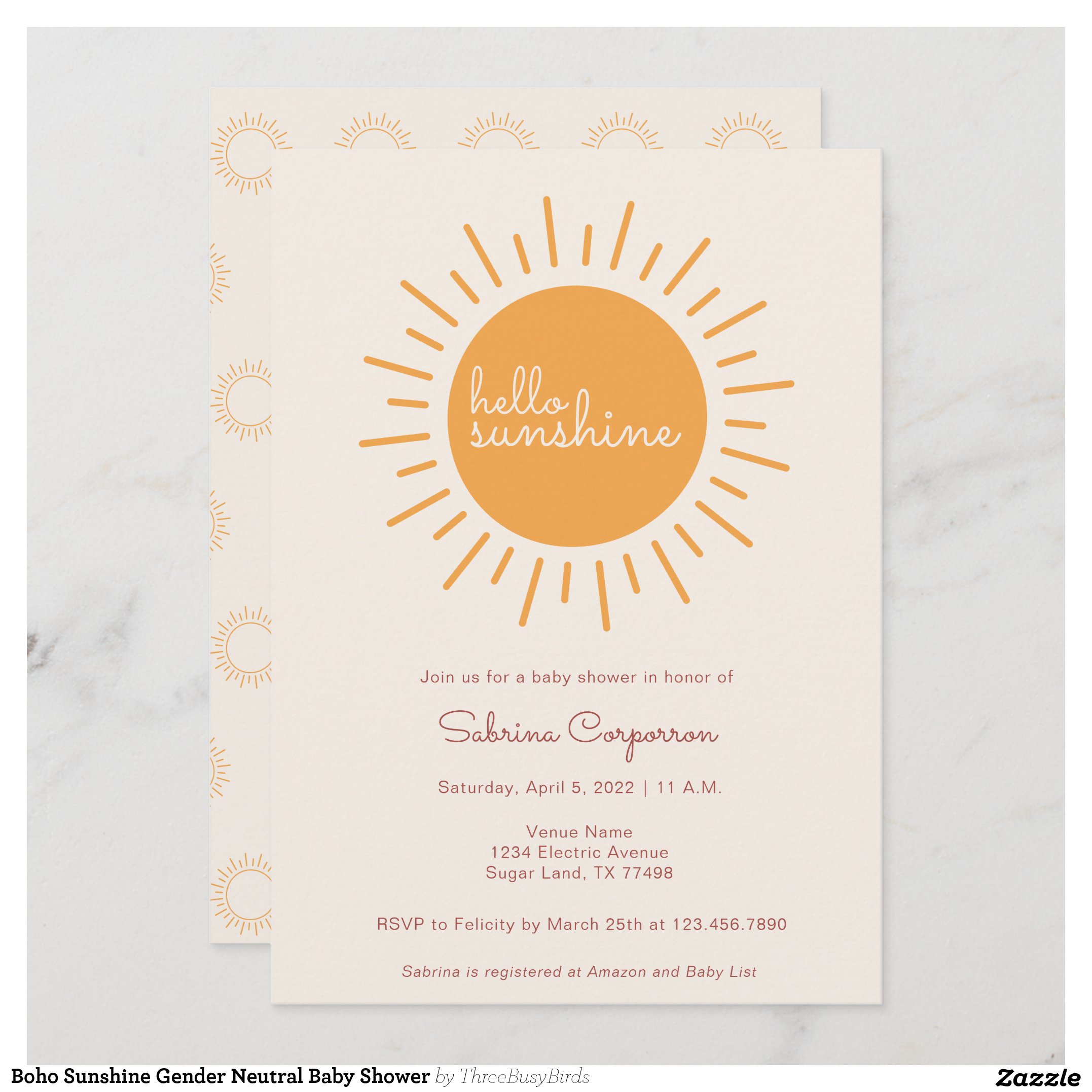 Boho Sunshine Gender Neutral Baby Shower Invitation