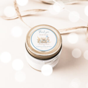 Boho Teddy Bear Blue Bearly Wait Baby Shower Favor Classic Round Sticker
