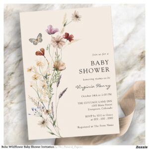 Boho Wildflower Baby Shower Invitation