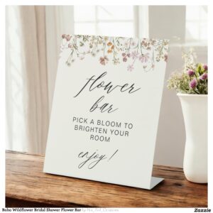 Boho Wildflower Bridal Shower Flower Bar Pedestal Sign