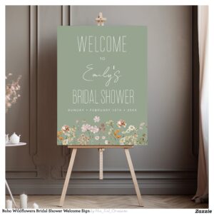 Boho Wildflowers Bridal Shower Welcome Sign