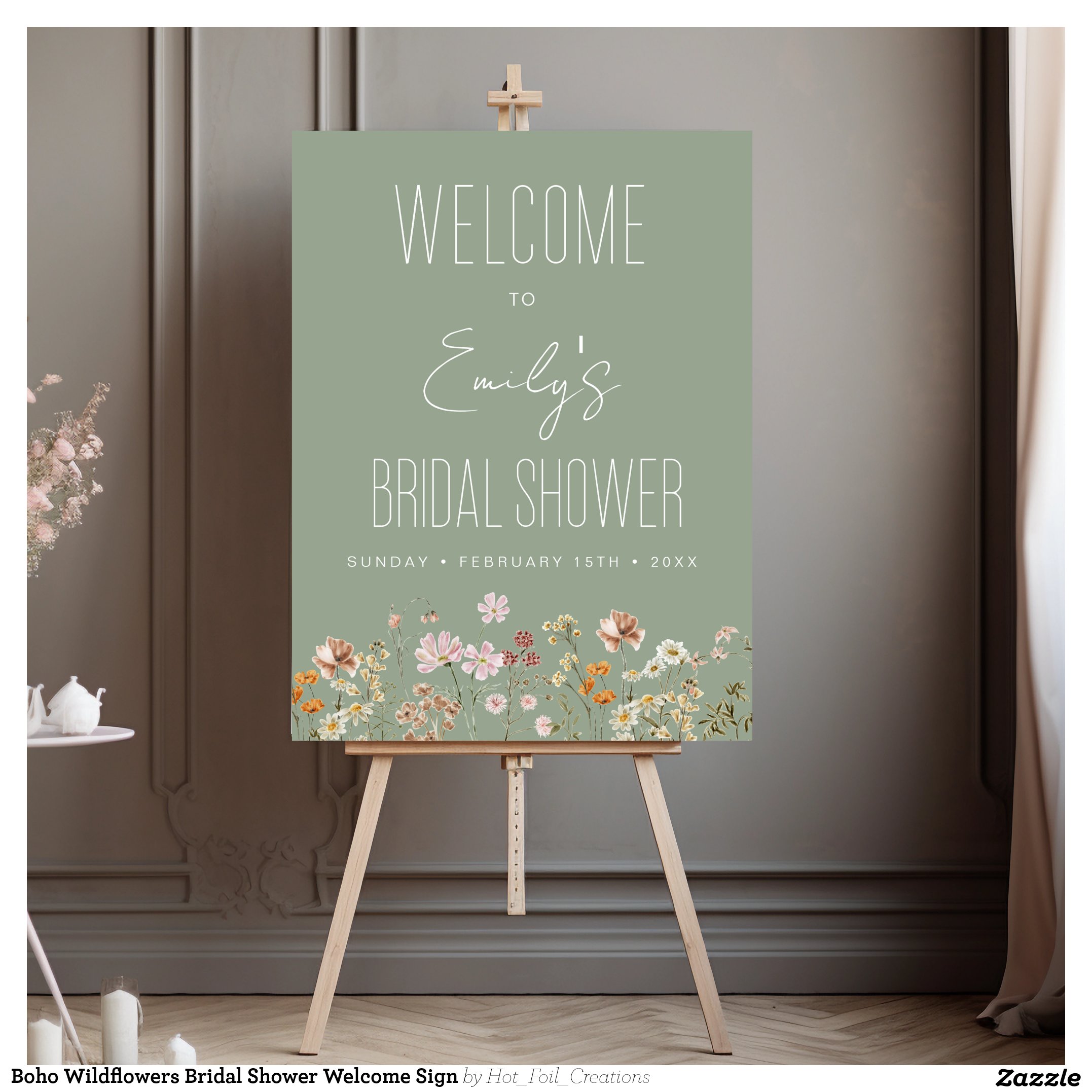 Boho Wildflowers Bridal Shower Welcome Sign