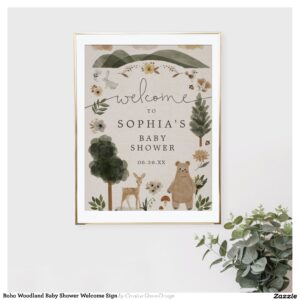 Boho Woodland Baby Shower Welcome Sign