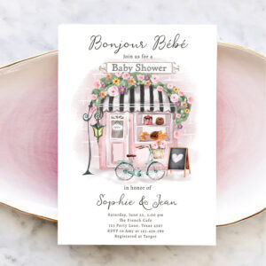 Bonjour Bebe Paris Parisian French Baby Shower Inv Invitation