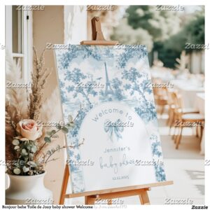 Bonjour bebe Toile de Jouy baby shower Welcome Foam Board