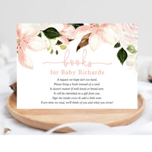 Books for Baby floral lilies lily baby shower Enclosure Card