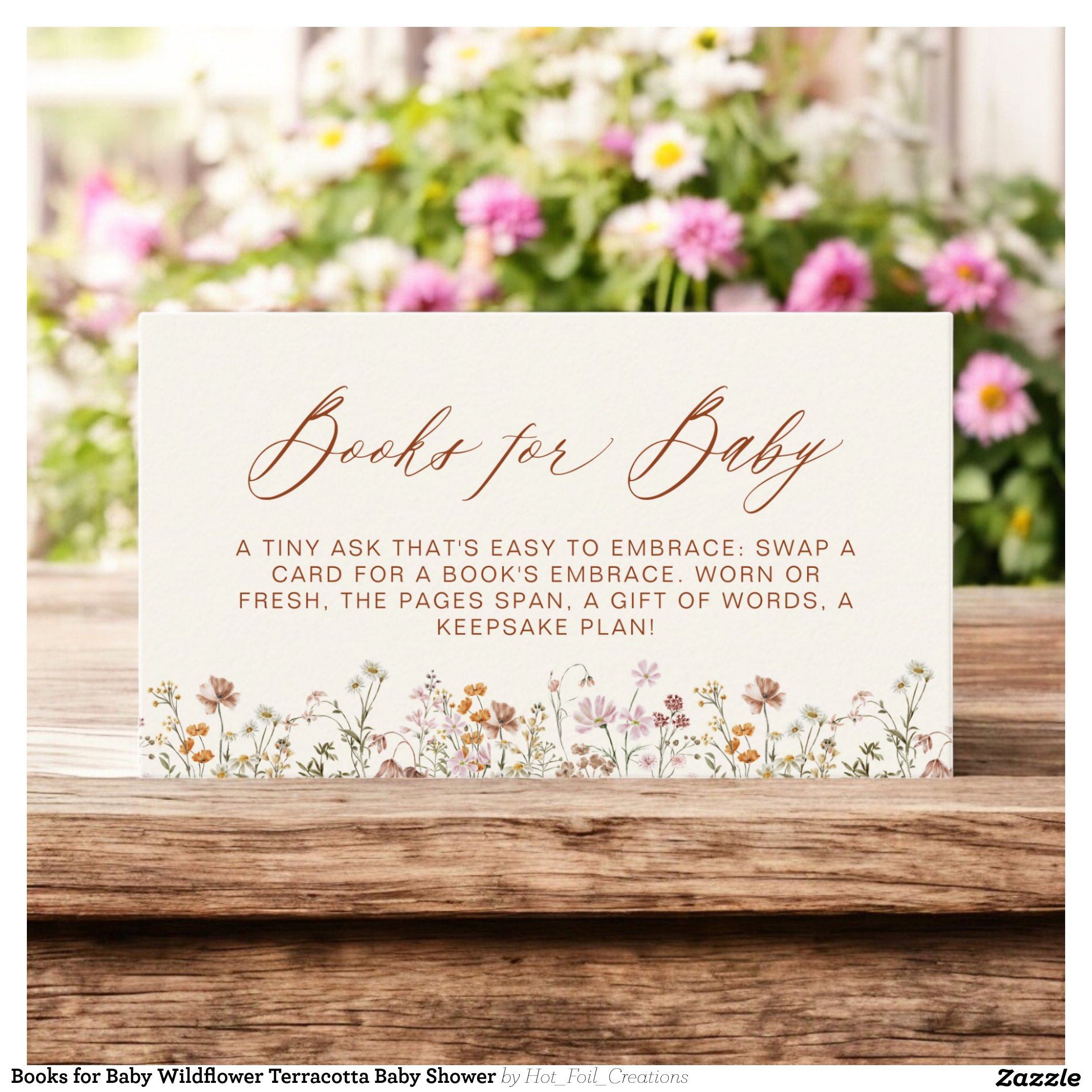 Books for Baby Wildflower Terracotta Baby Shower Enclosure Card