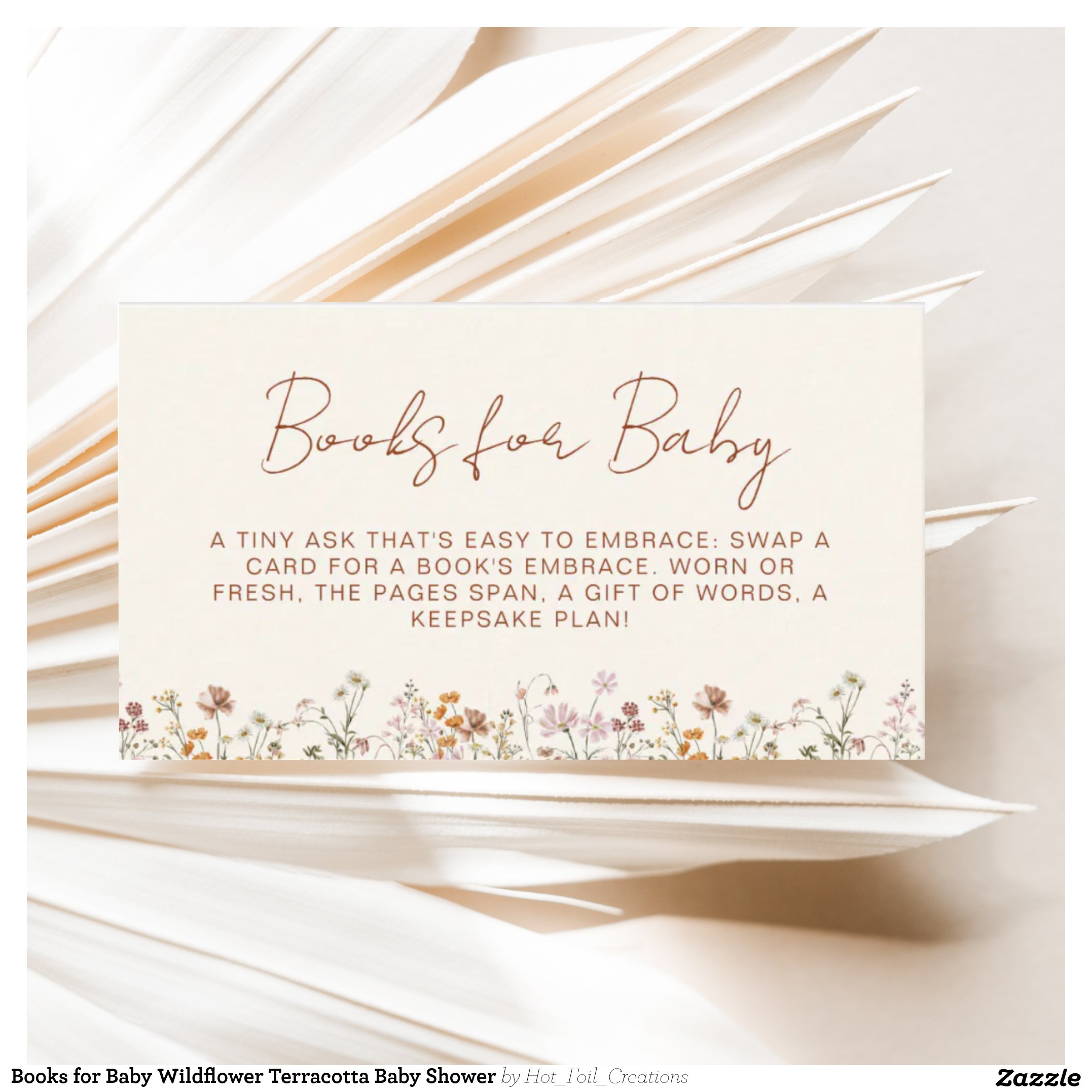 Books for Baby Wildflower Terracotta Baby Shower Enclosure Card