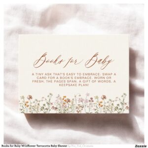 Books for Baby Wildflower Terracotta Baby Shower Enclosure Card