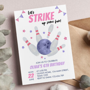 Bowling Birthday Invitation Strike Up Some Fun