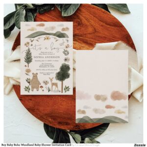 Boy Baby Boho Woodland Baby Shower Invitation Card