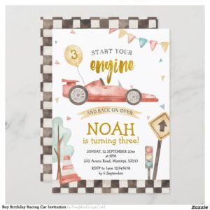 Boy Birthday Racing Car Invitation