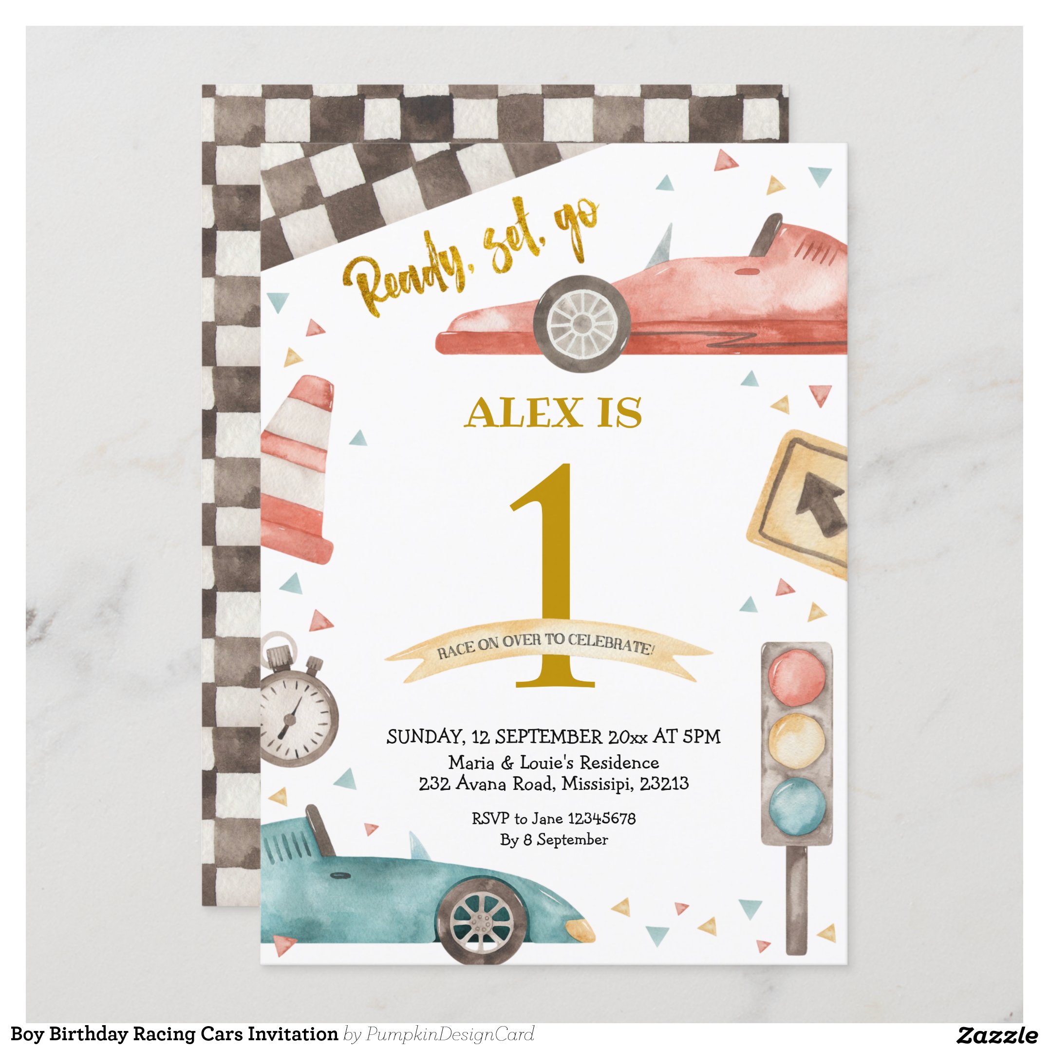 Boy Birthday Racing Cars Invitation