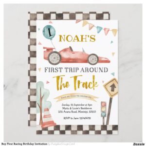 Boy First Racing Birthday Invitation