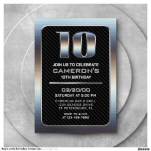 Boy's 10th Birthday Invitation