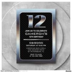 Boy's 12th Birthday Invitation