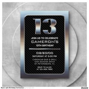 Boy's 13th Birthday Invitation
