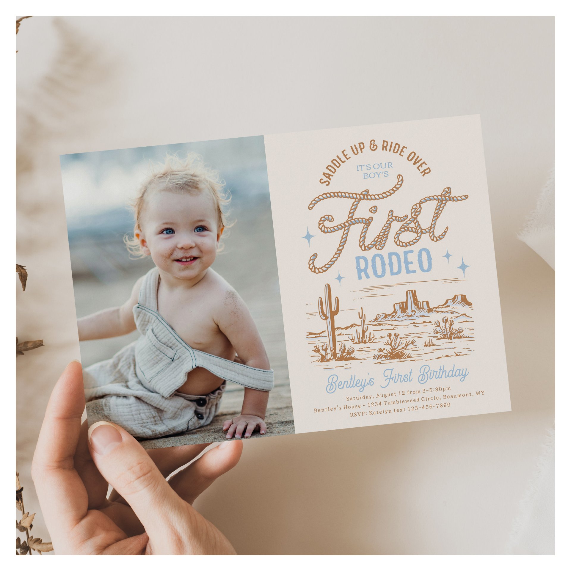Boy's First Rodeo Birthday Invitation