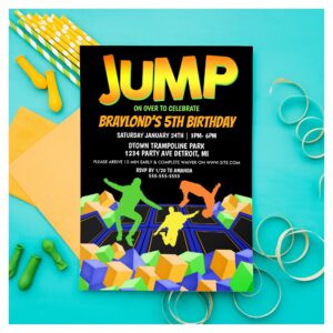 Boys Trampoline Park Party Invitation