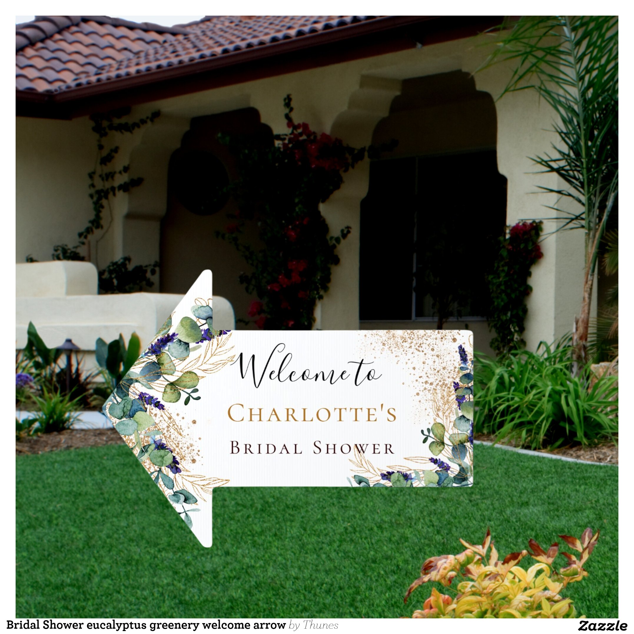 Bridal Shower eucalyptus greenery welcome arrow Sign