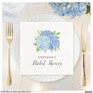 Bridal Shower Hydrangea Blue Floral Napkins